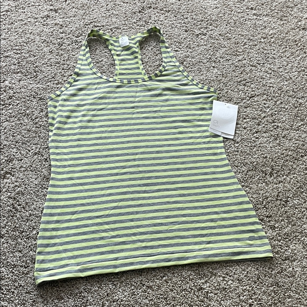 GAP Women's Lime and Gray Striped Tank Top